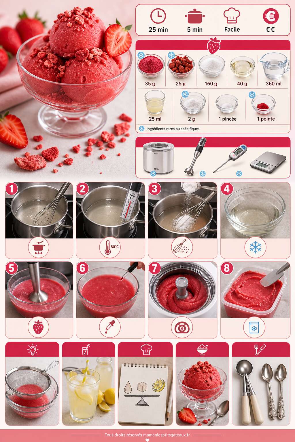 Fiche recette Recette de sorbet à la fraise maison Fiche recette Recette de sorbet à la fraise maison