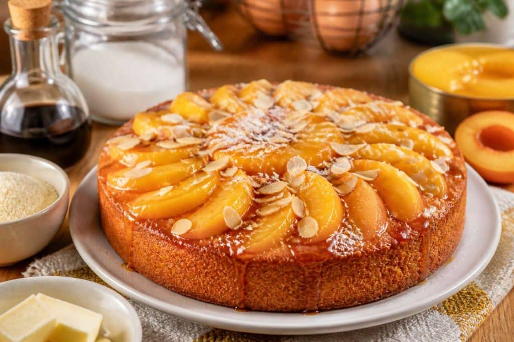 Gâteau de semoule aux pêches : recette facile et savoureuse