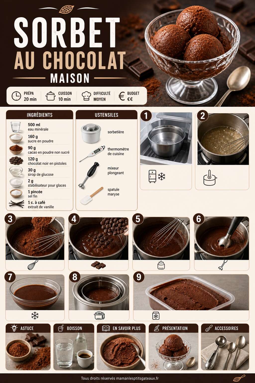 Fiche recette Recette de sorbet au chocolat maison