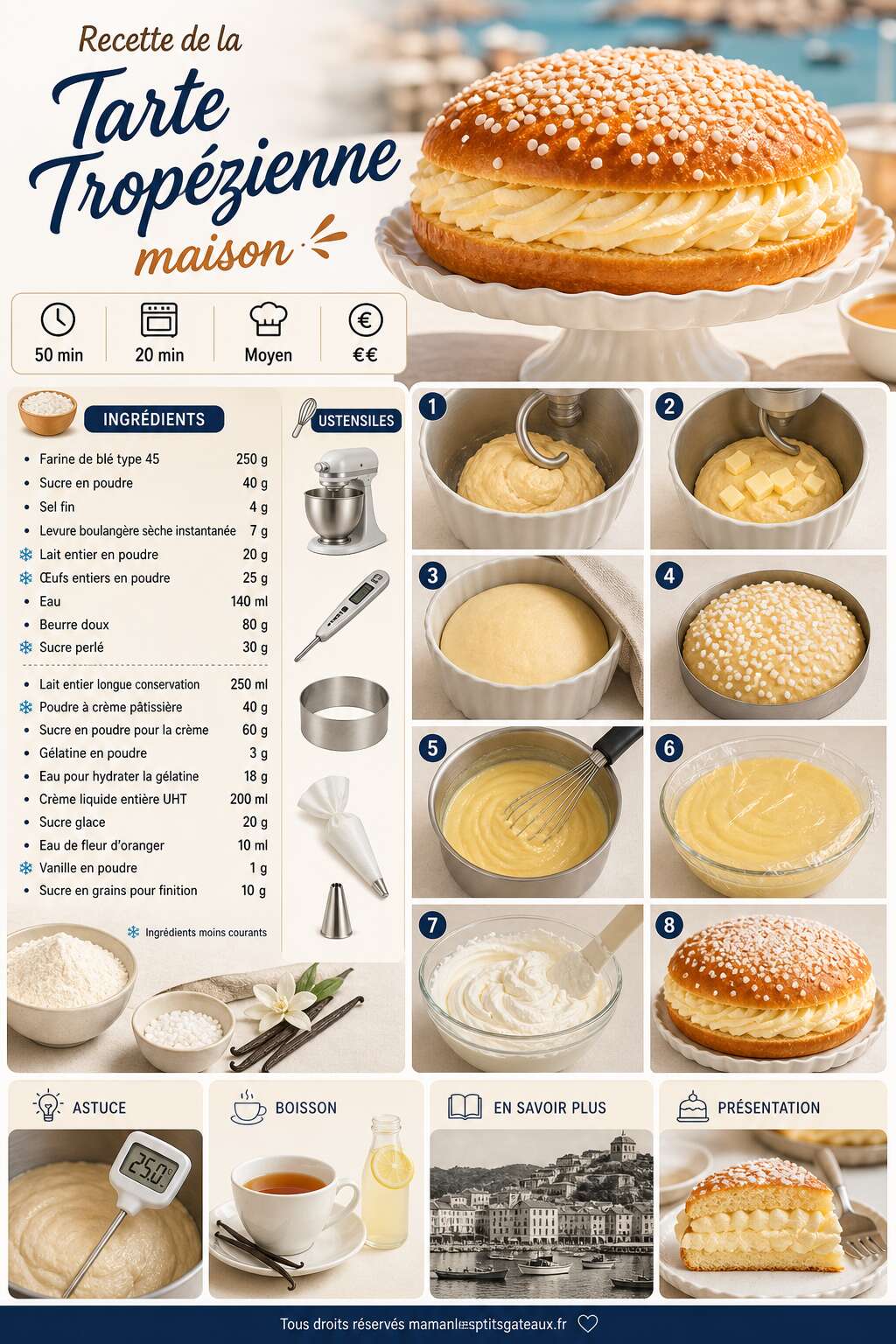 Fiche recette Recette de la tarte tropézienne maison Fiche recette Recette de la tarte tropézienne maison