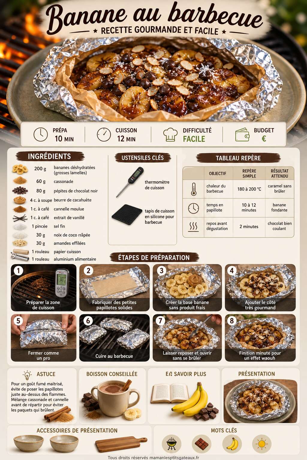 Fiche recette Banane au barbecue : recette gourmande et facile Fiche recette Banane au barbecue : recette gourmande et facile