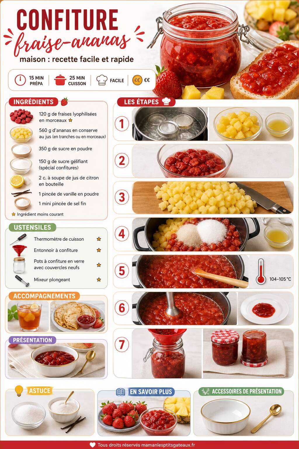 Fiche recette Confiture fraise-ananas maison : recette facile et rapide Fiche recette Confiture fraise-ananas maison : recette facile et rapide