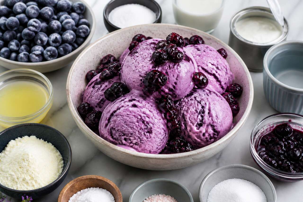 Recette de glace aux myrtilles maison