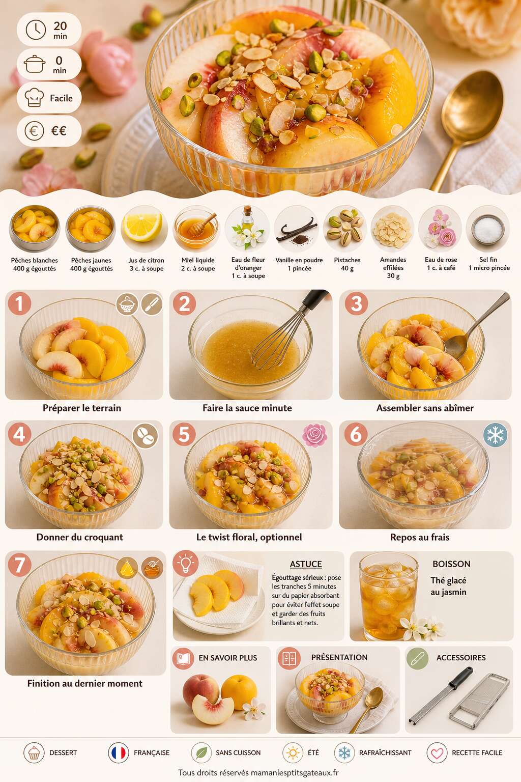 Fiche recette Salade de pêches blanches et jaunes : recette facile et rafraîchissante Fiche recette Salade de pêches blanches et jaunes : recette facile et rafraîchissante