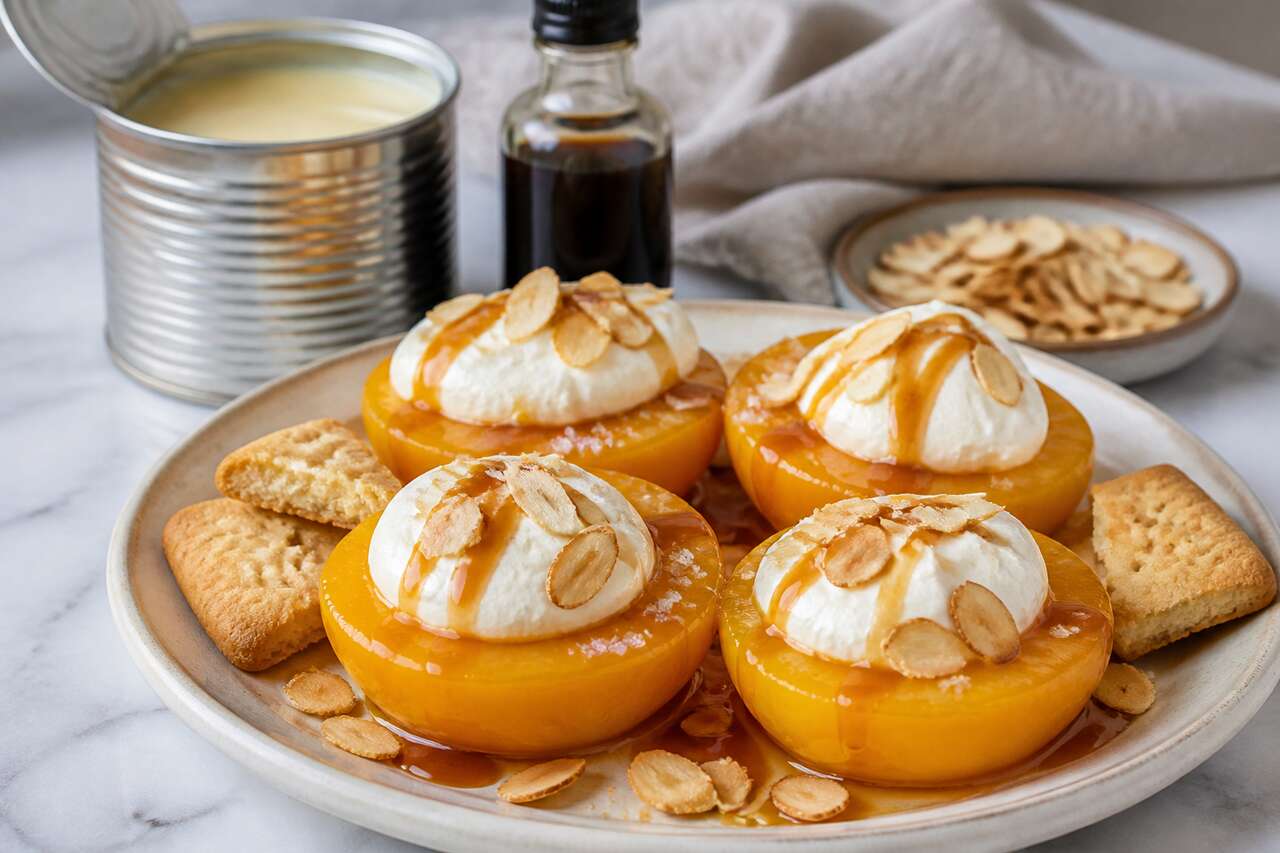 Brugnons au caramel et crème fraîche : recette gourmande