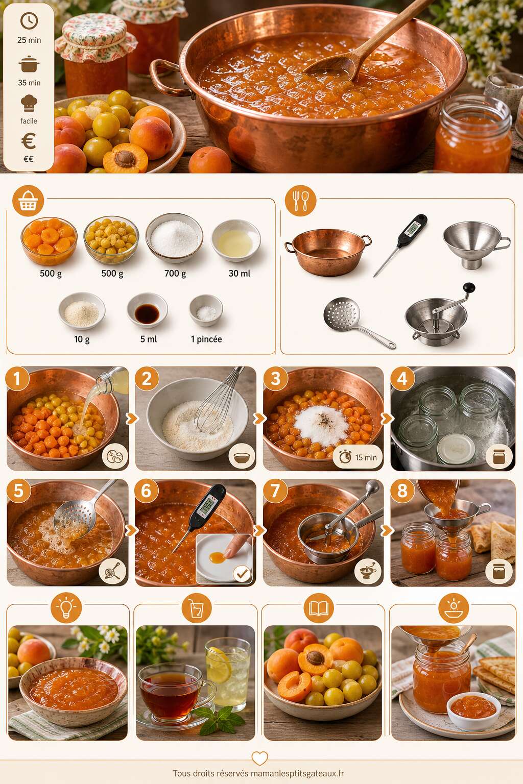 Fiche recette Confiture d'abricots et mirabelles maison : recette facile Fiche recette Confiture d'abricots et mirabelles maison : recette facile