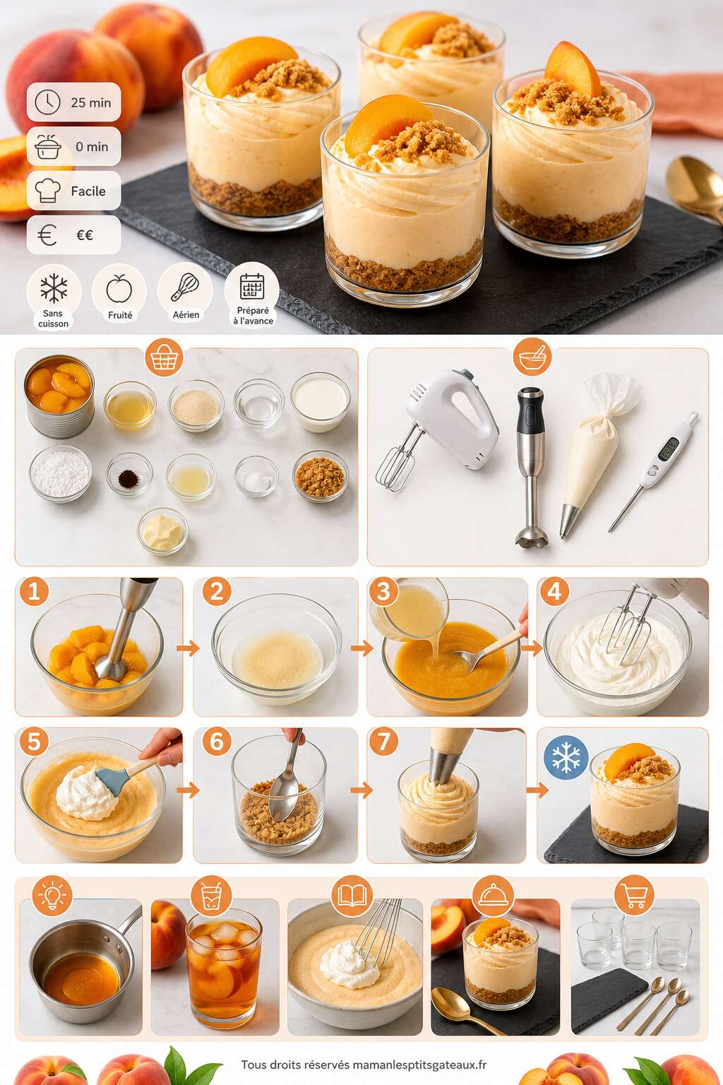 Fiche recette Mousse à la pêche : recette facile et savoureuse Fiche recette Mousse à la pêche : recette facile et savoureuse