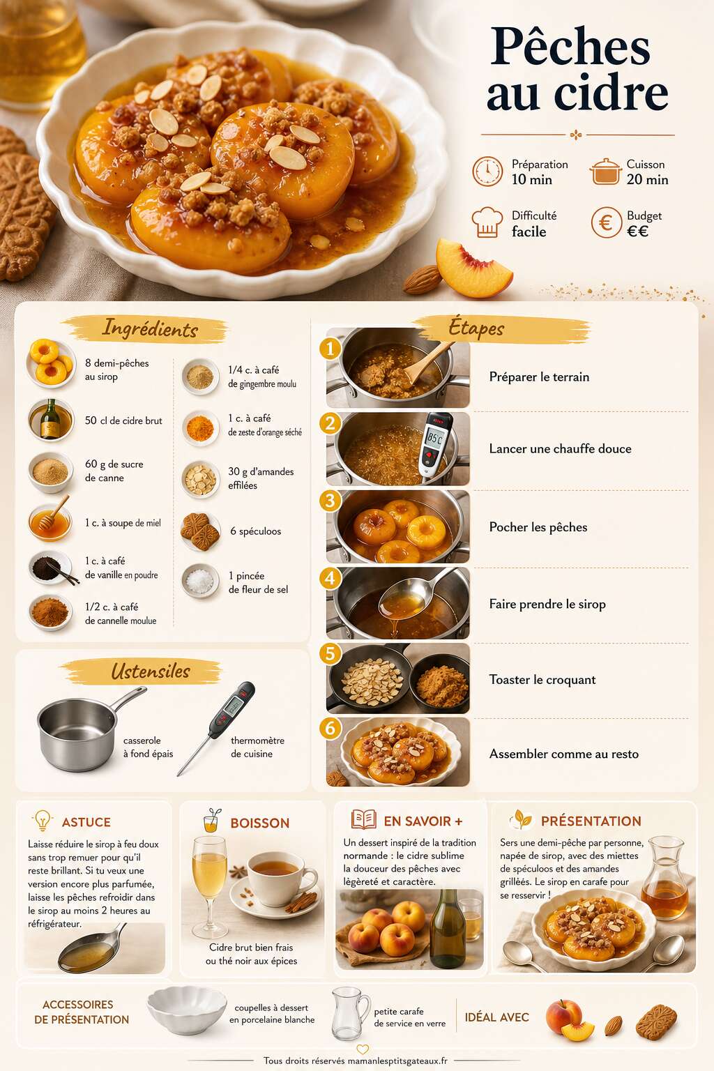 Fiche recette Pêches au cidre : recette gourmande et facile Fiche recette Pêches au cidre : recette gourmande et facile