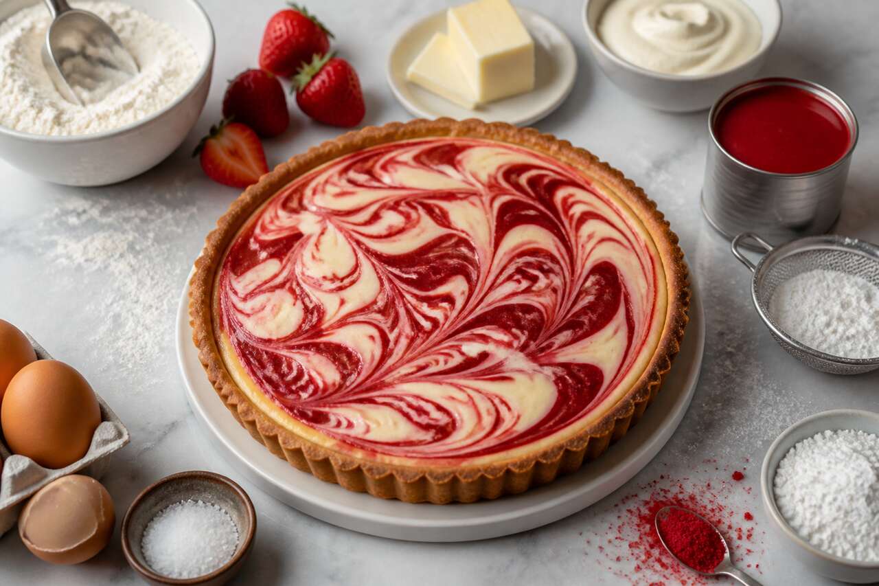 Recette de tarte marbrée aux fraises