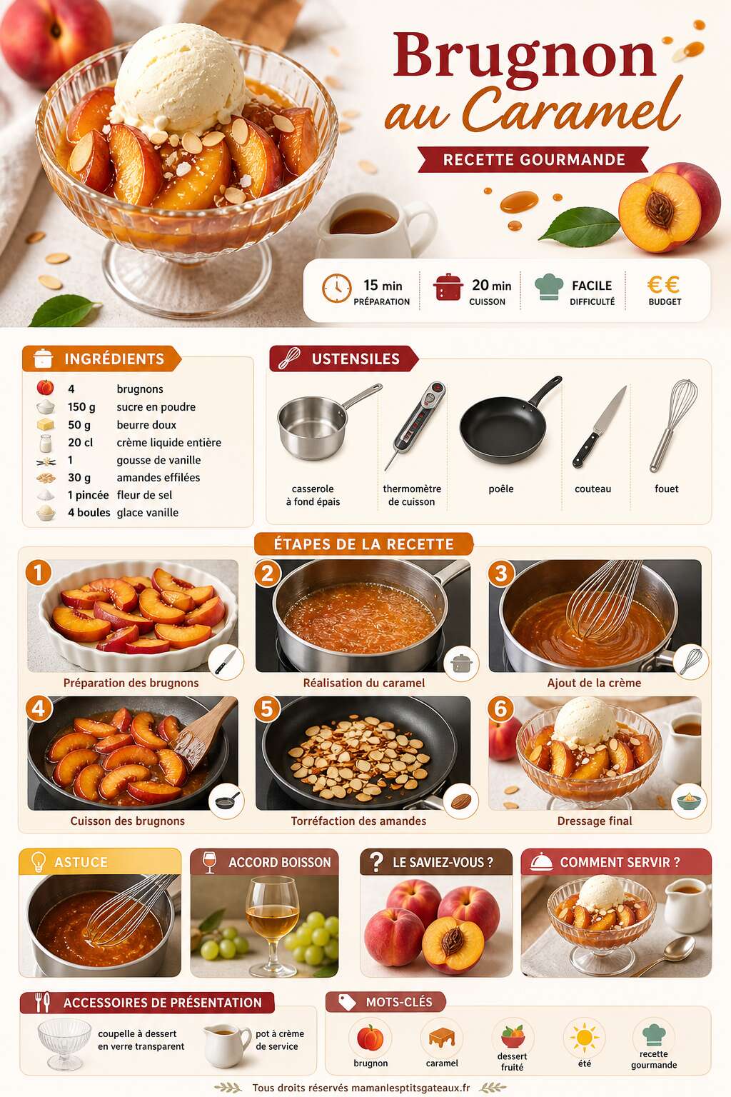 Fiche recette Brugnon au Caramel : recette Gourmande Fiche recette Brugnon au Caramel : recette Gourmande