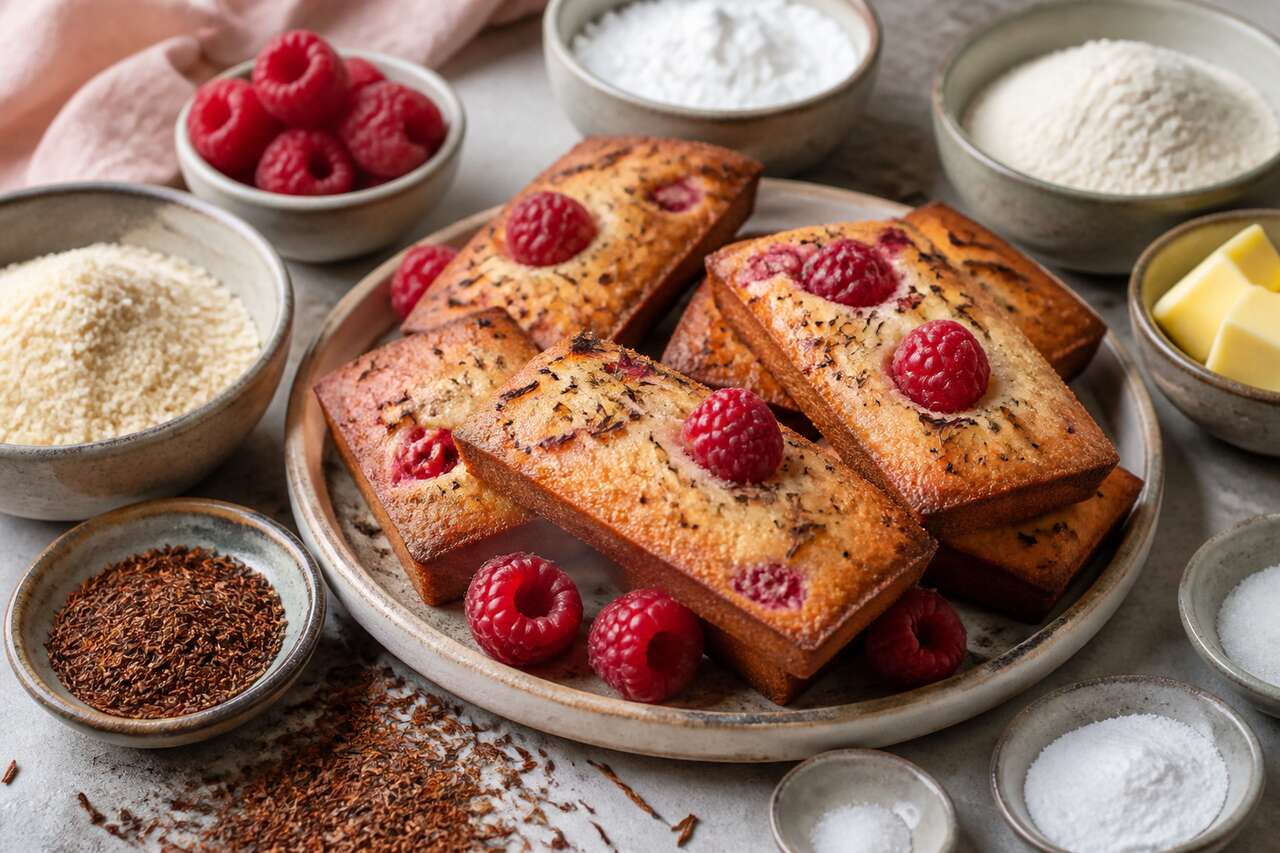 Recette de financiers aux framboises et au rooibos