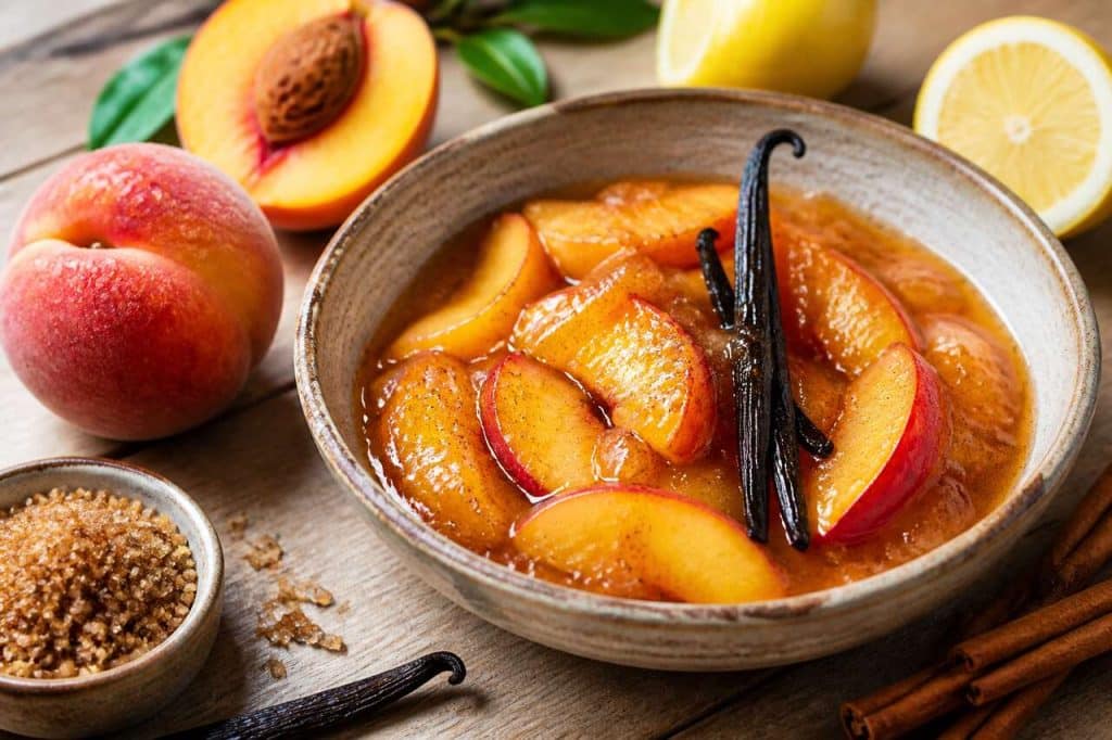 Compote de pêches à la vanille : recette gourmande