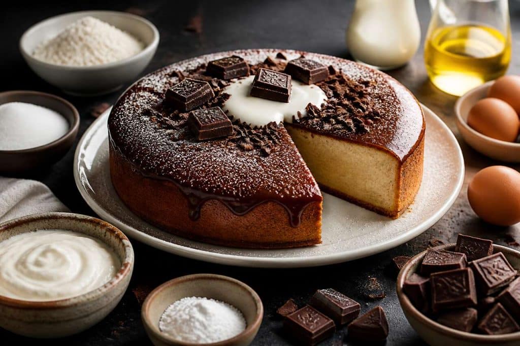 Gâteau au yaourt et crème chocolat : recette facile