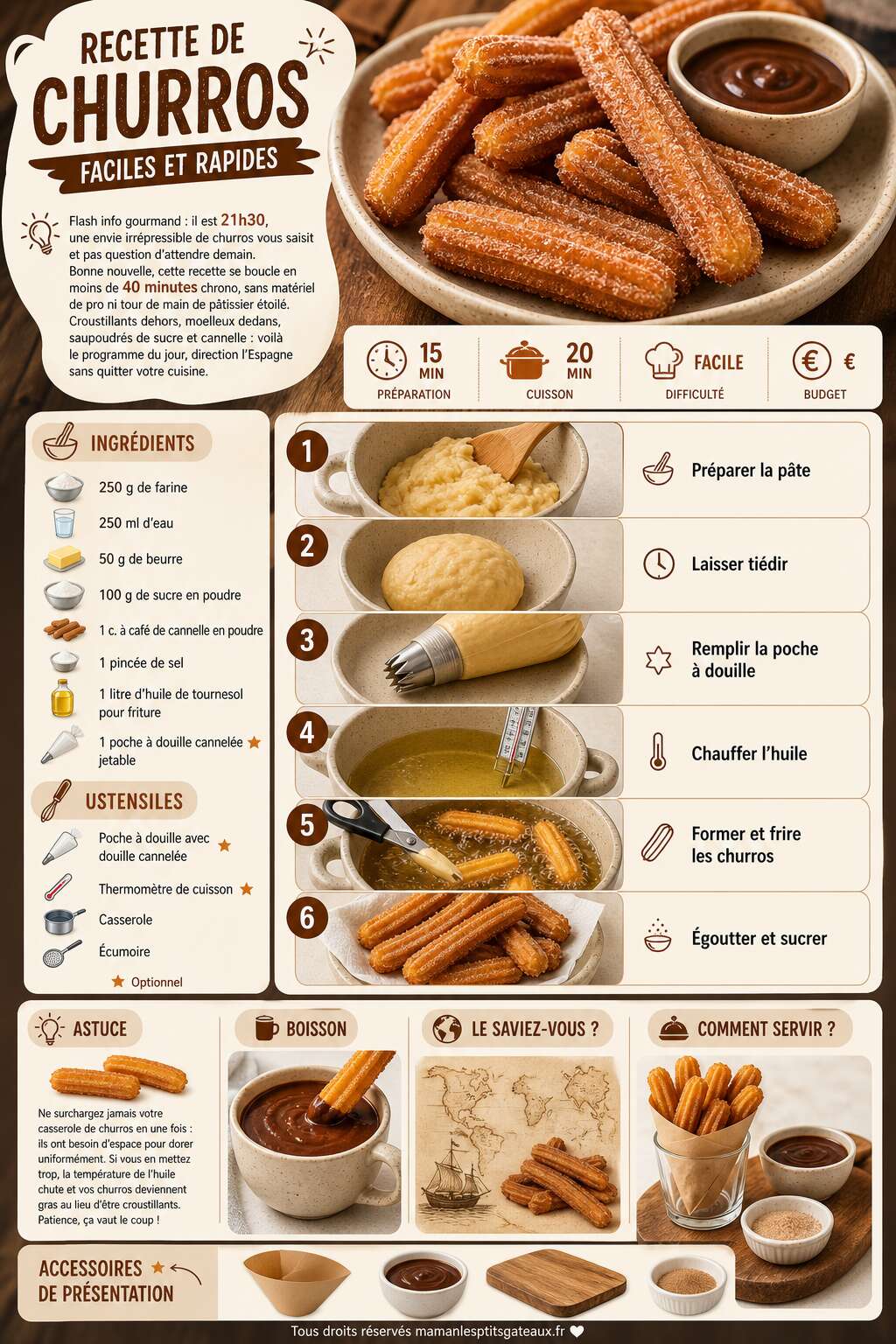 Fiche recette Recette de churros faciles et rapides