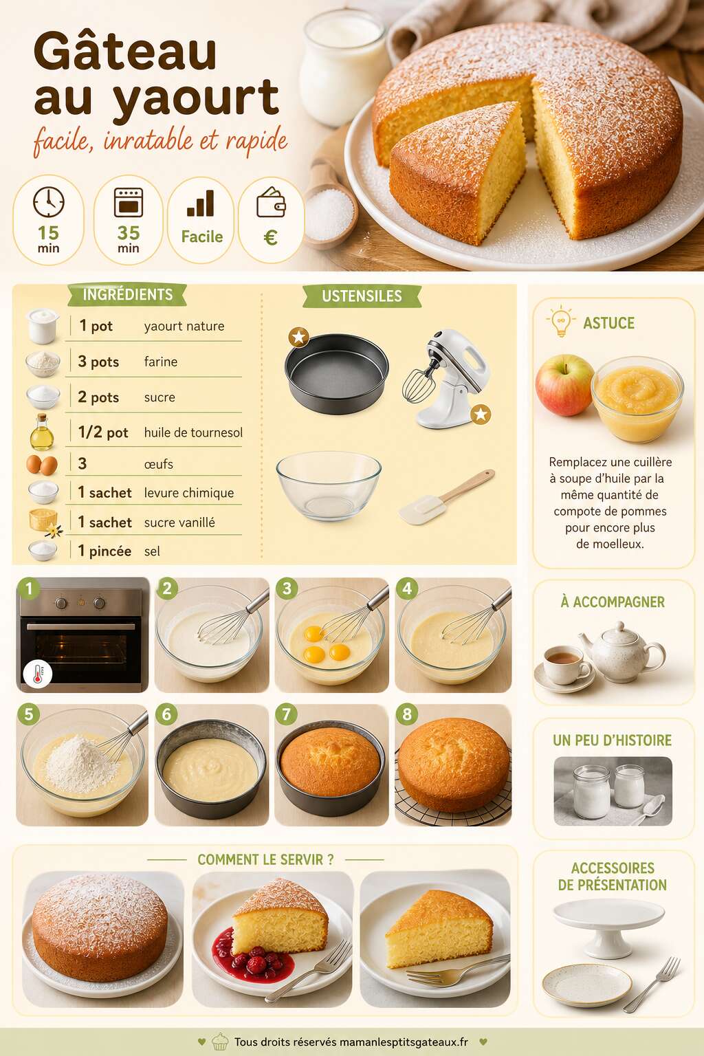 Fiche recette Gâteau au yaourt facile : recette inratable et rapide Fiche recette Gâteau au yaourt facile : recette inratable et rapide