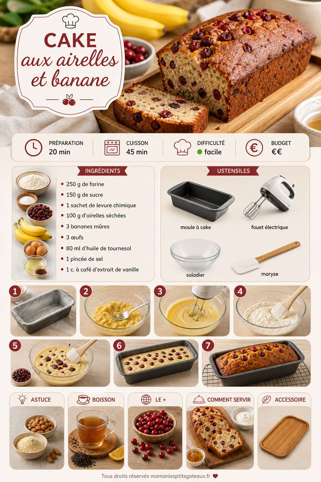 Fiche recette Cake aux airelles et banane : la recette gourmande