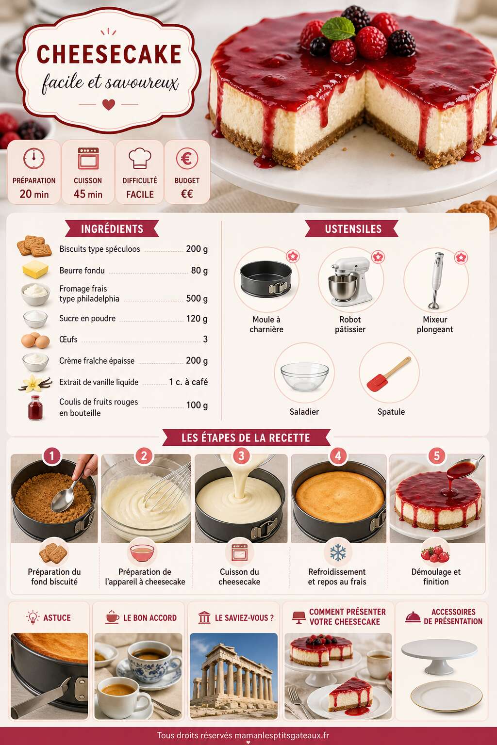 Fiche recette Recette de cheesecake facile et savoureux Fiche recette Recette de cheesecake facile et savoureux
