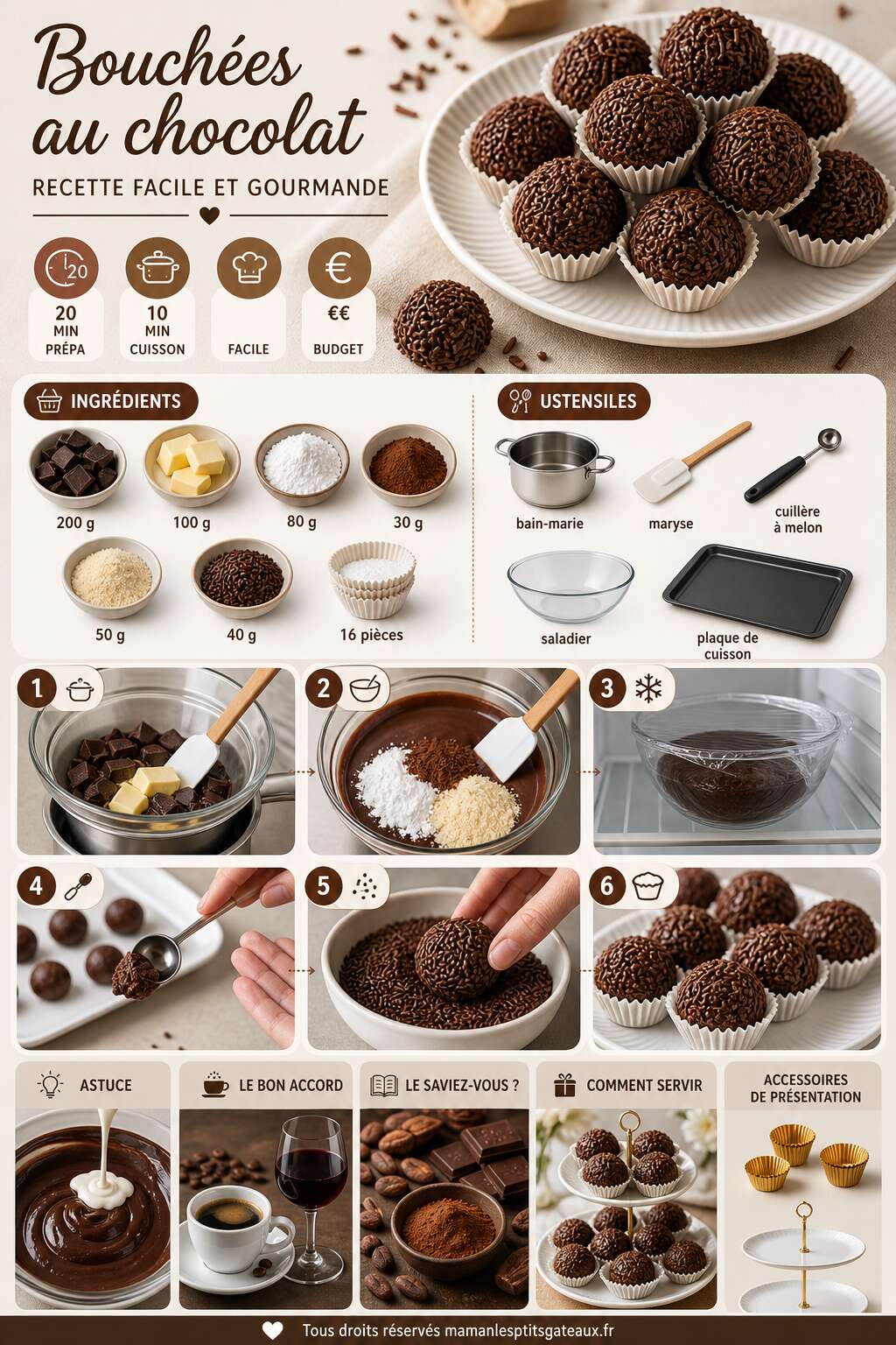 Fiche recette Bouchées au chocolat : recette facile et gourmande Fiche recette Bouchées au chocolat : recette facile et gourmande