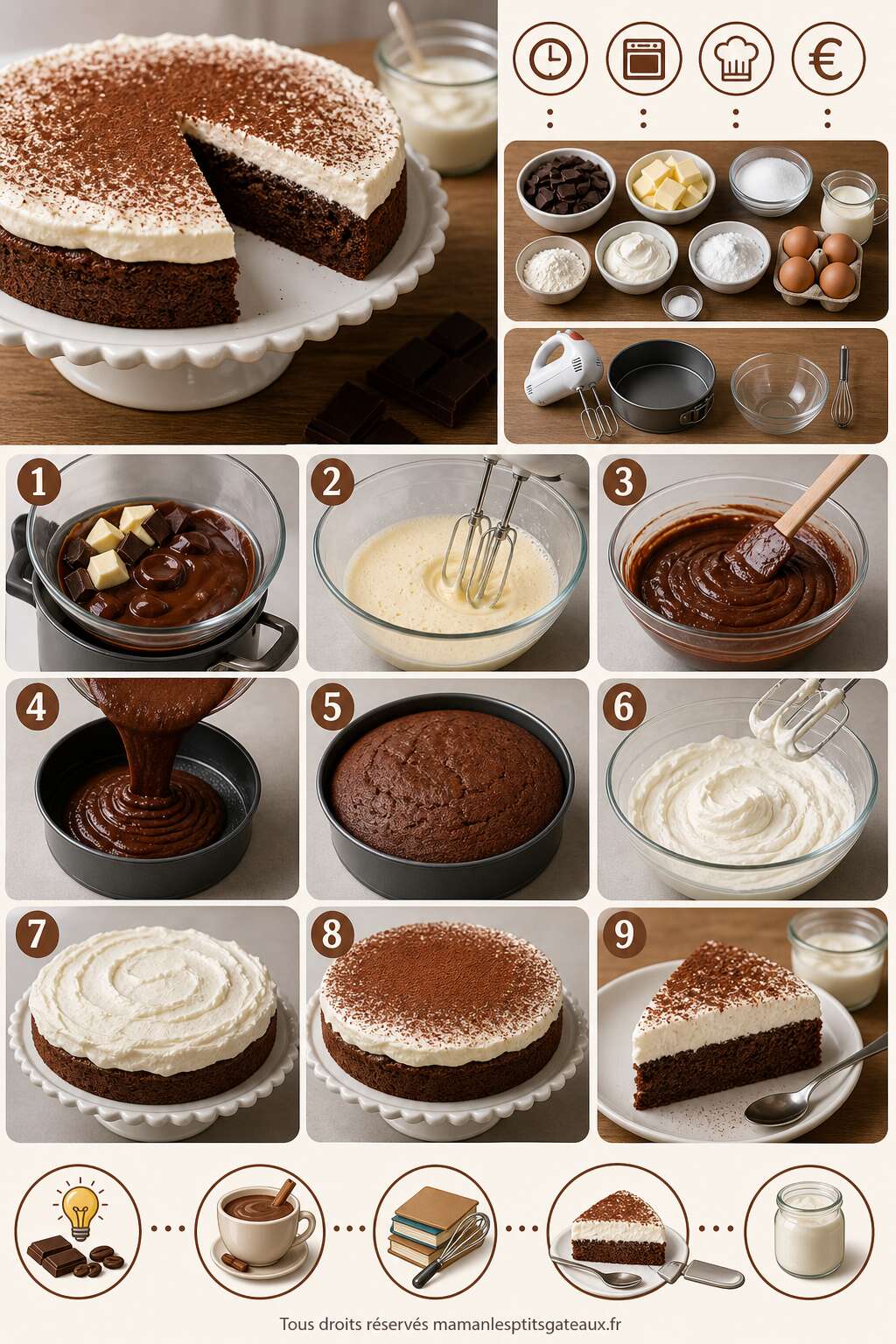 Fiche recette G&acirc;teau au chocolat et &agrave; la cr&egrave;me : recette facile et savoureuse