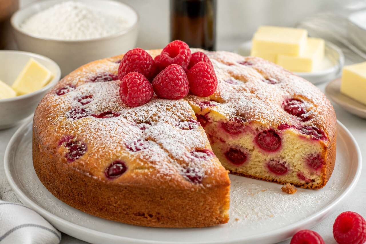Délicieux gâteau aux framboises : recette simple et rapide