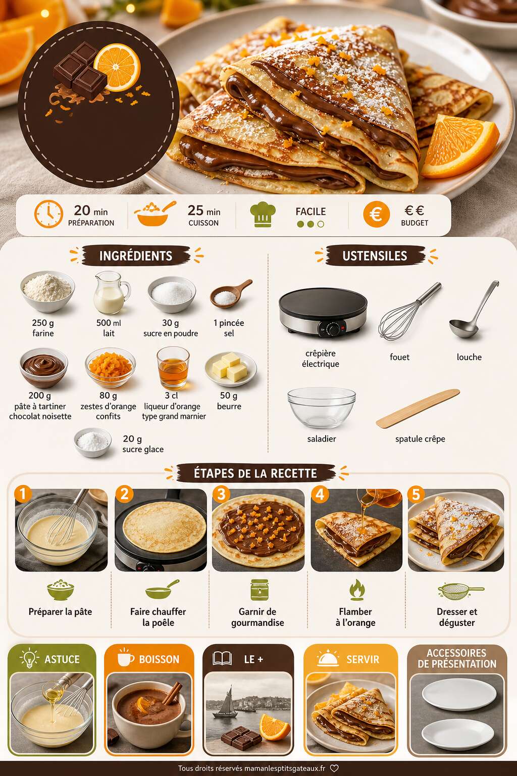 Fiche recette Crêpes chocolat orange : recette gourmande et facile Fiche recette Crêpes chocolat orange : recette gourmande et facile