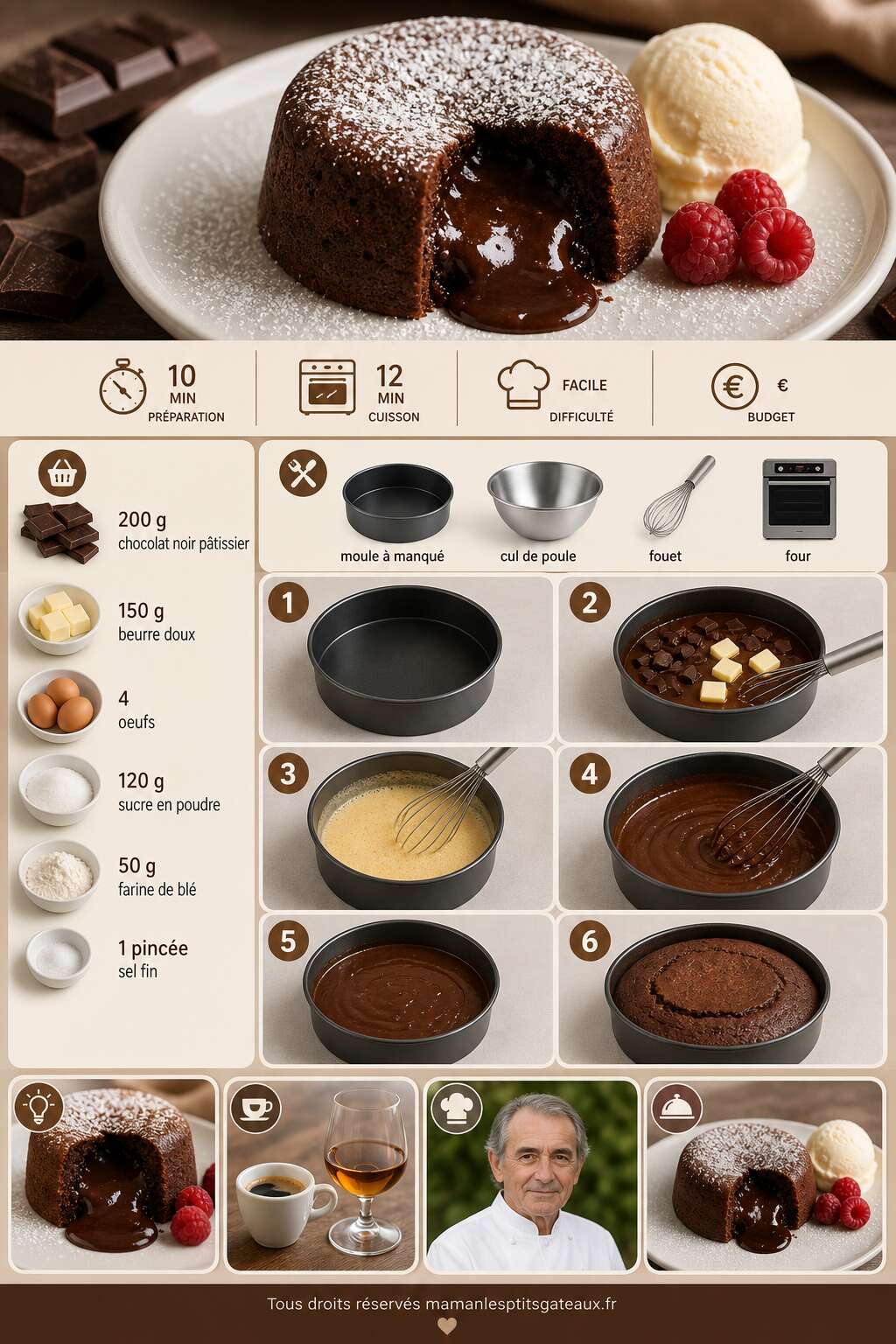 Fiche recette Fondant au chocolat express : recette rapide et facile Fiche recette Fondant au chocolat express : recette rapide et facile