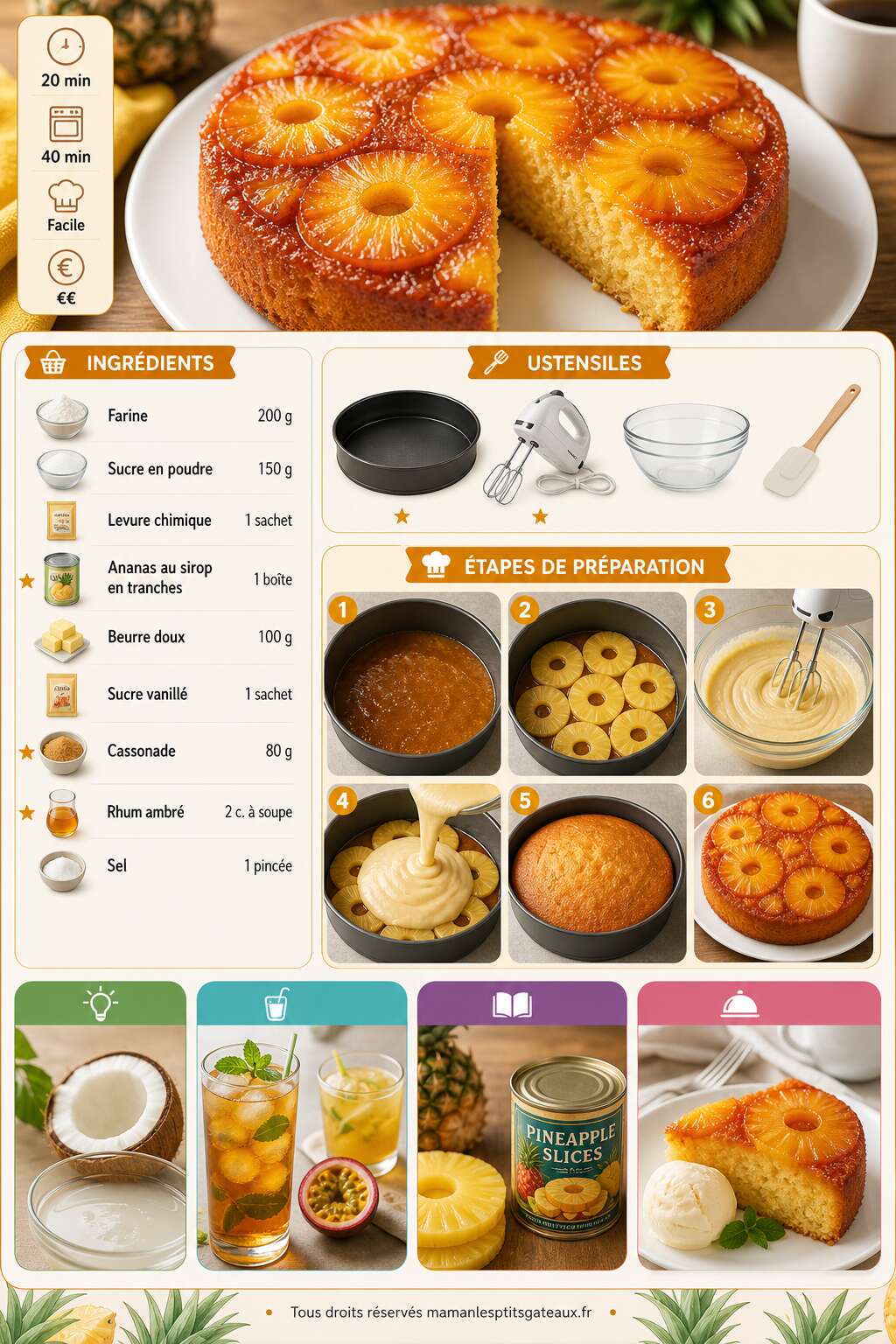 Fiche recette G&acirc;teau &agrave; l'ananas : recette facile et savoureuse