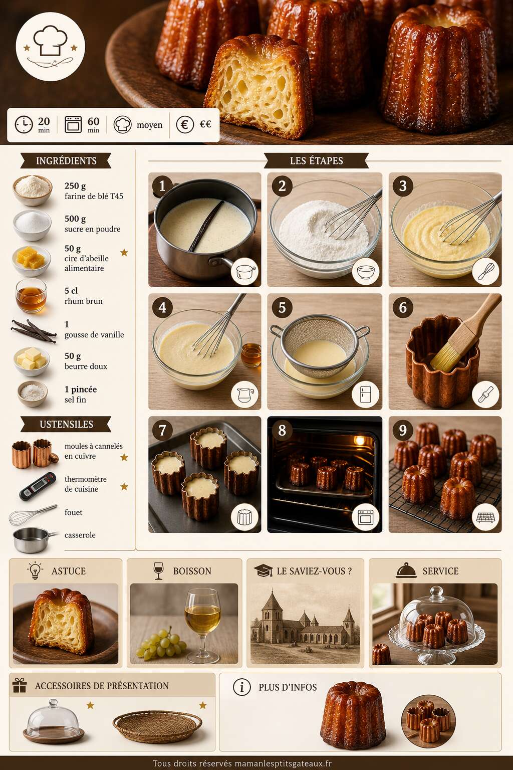 Fiche recette Recette de cannel&eacute;s maison : le secret pour les r&eacute;ussir &agrave; coup s&ucirc;r