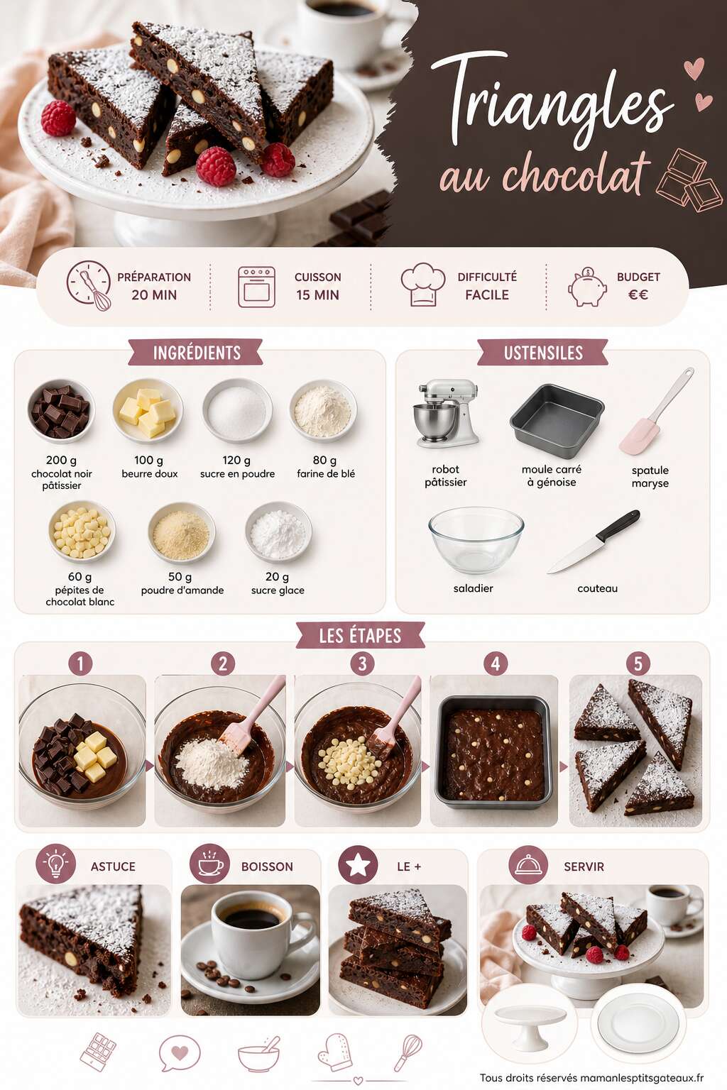 Fiche recette Triangles au chocolat : recette facile et gourmande Fiche recette Triangles au chocolat : recette facile et gourmande