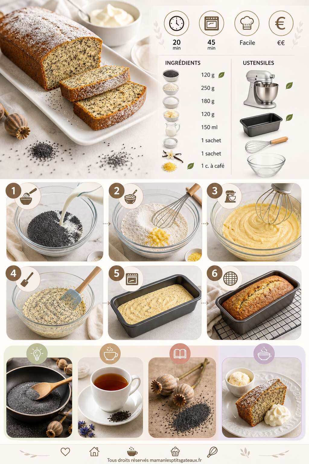 Fiche recette G&acirc;teau au pavot : recette facile et savoureuse