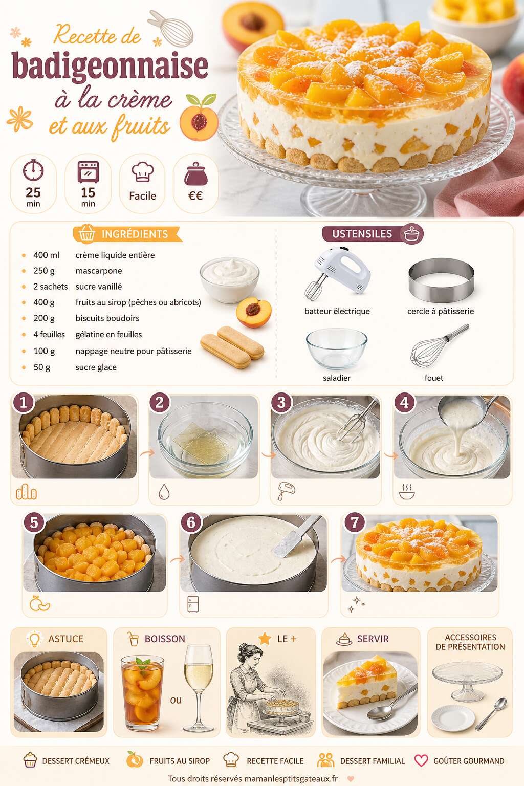 Fiche recette Recette de badigeonnaise &agrave; la cr&egrave;me et aux fruits