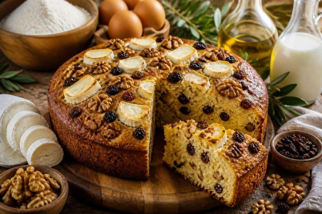 Cake aux noix, raisins et fromage de chèvre : recette gourmande