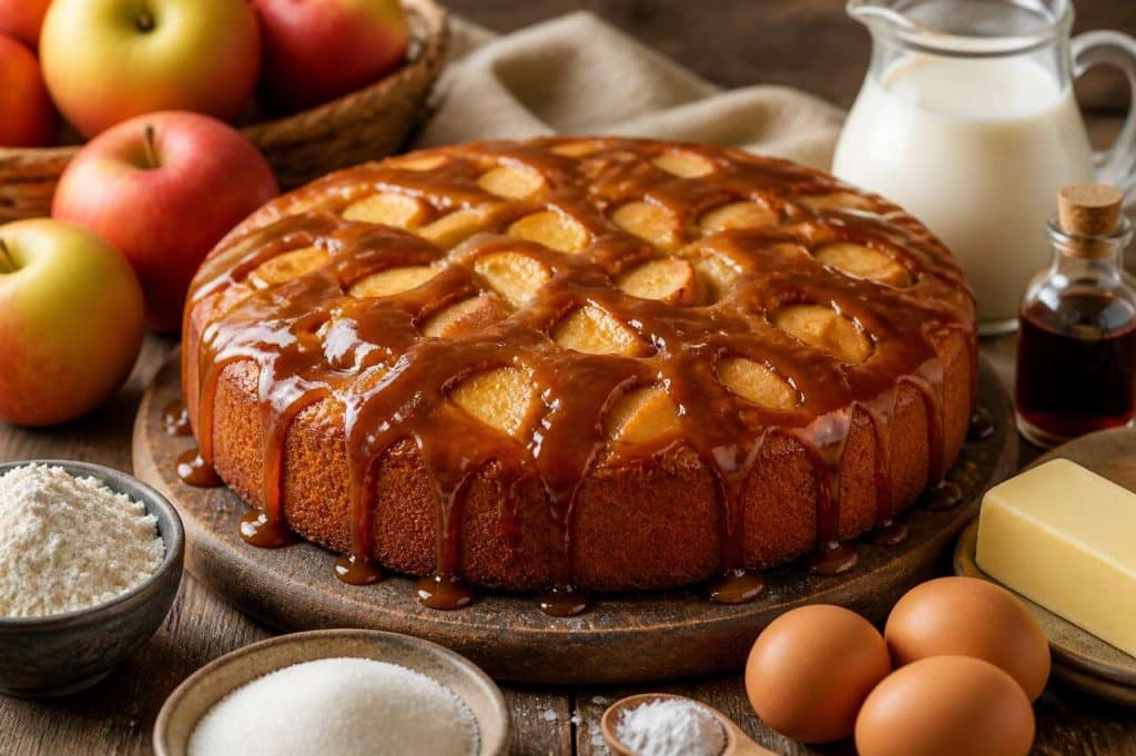 Gâteau aux pommes et caramel : recette gourmande