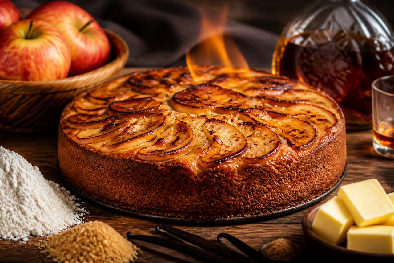 Gâteau aux pommes flambées à l'Armagnac : la recette savoureuse