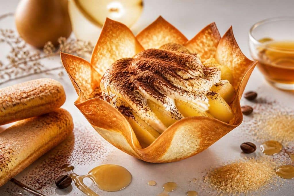 Tulipe de tiramisu aux poires de Rémi : recette gourmande