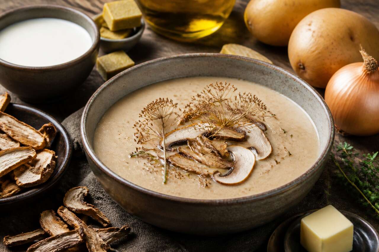 Crème de cèpes et cerfeuil : recette savoureuse