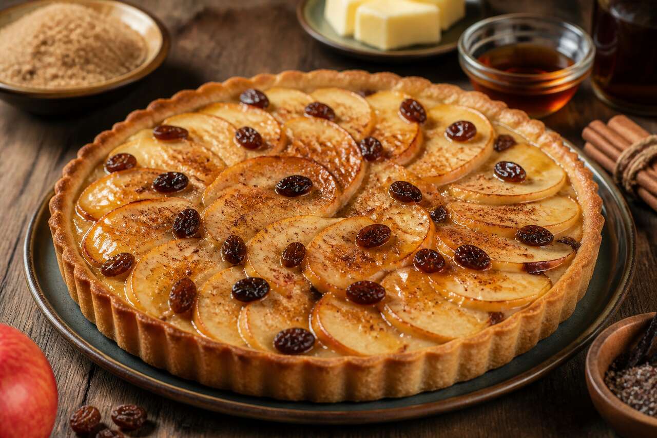 Recette de tarte aux pommes et raisins secs
