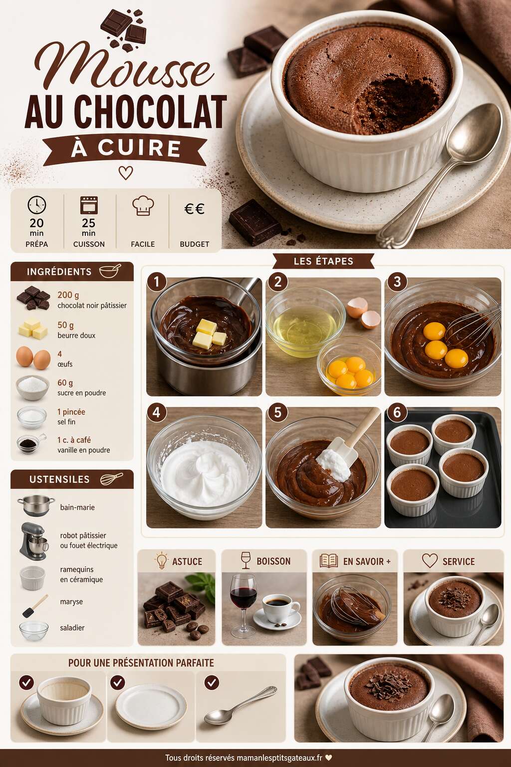 Fiche recette Recette de mousse au chocolat &agrave; cuire