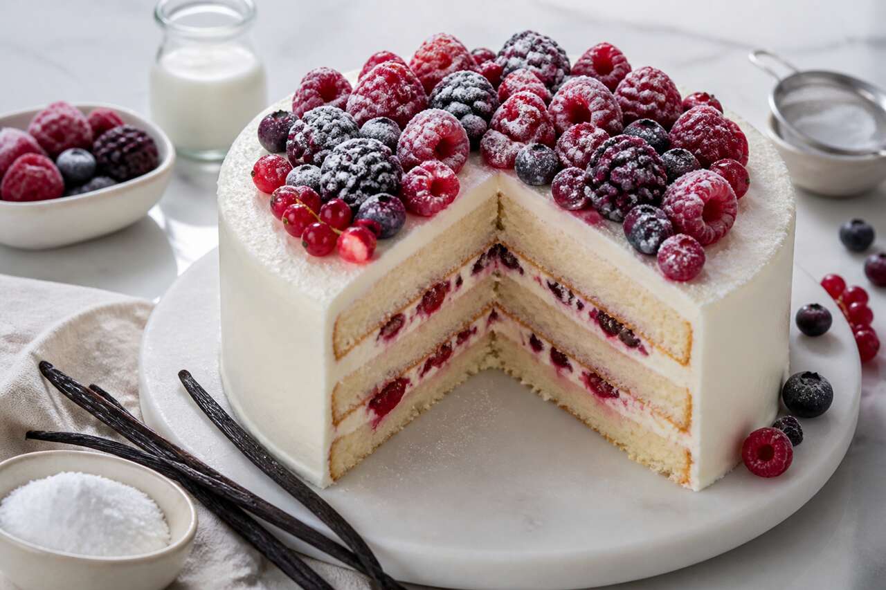 Recette du layer cake à la vanille et aux fruits rouges