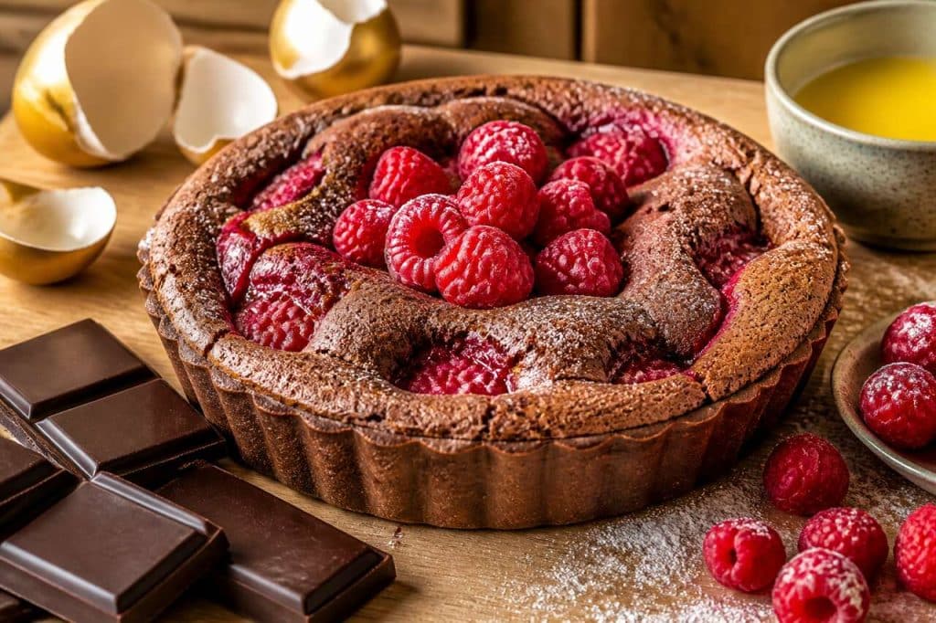 Tarte soufflée framboise chocolat : recette gourmande et facile