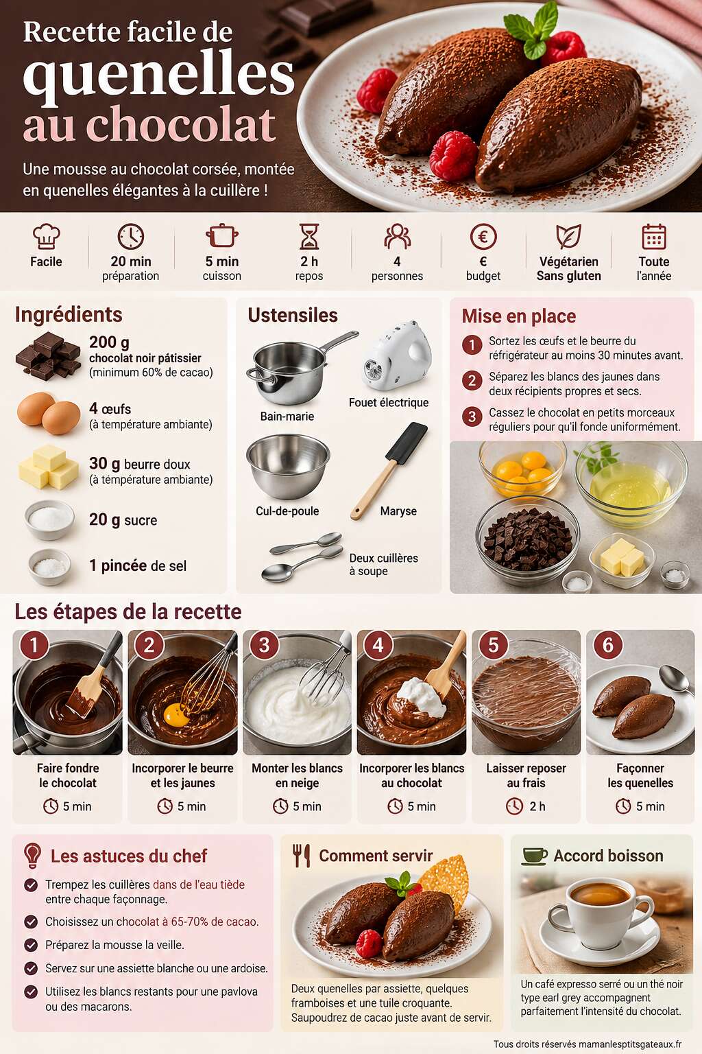 Fiche recette Recette facile de quenelles au chocolat