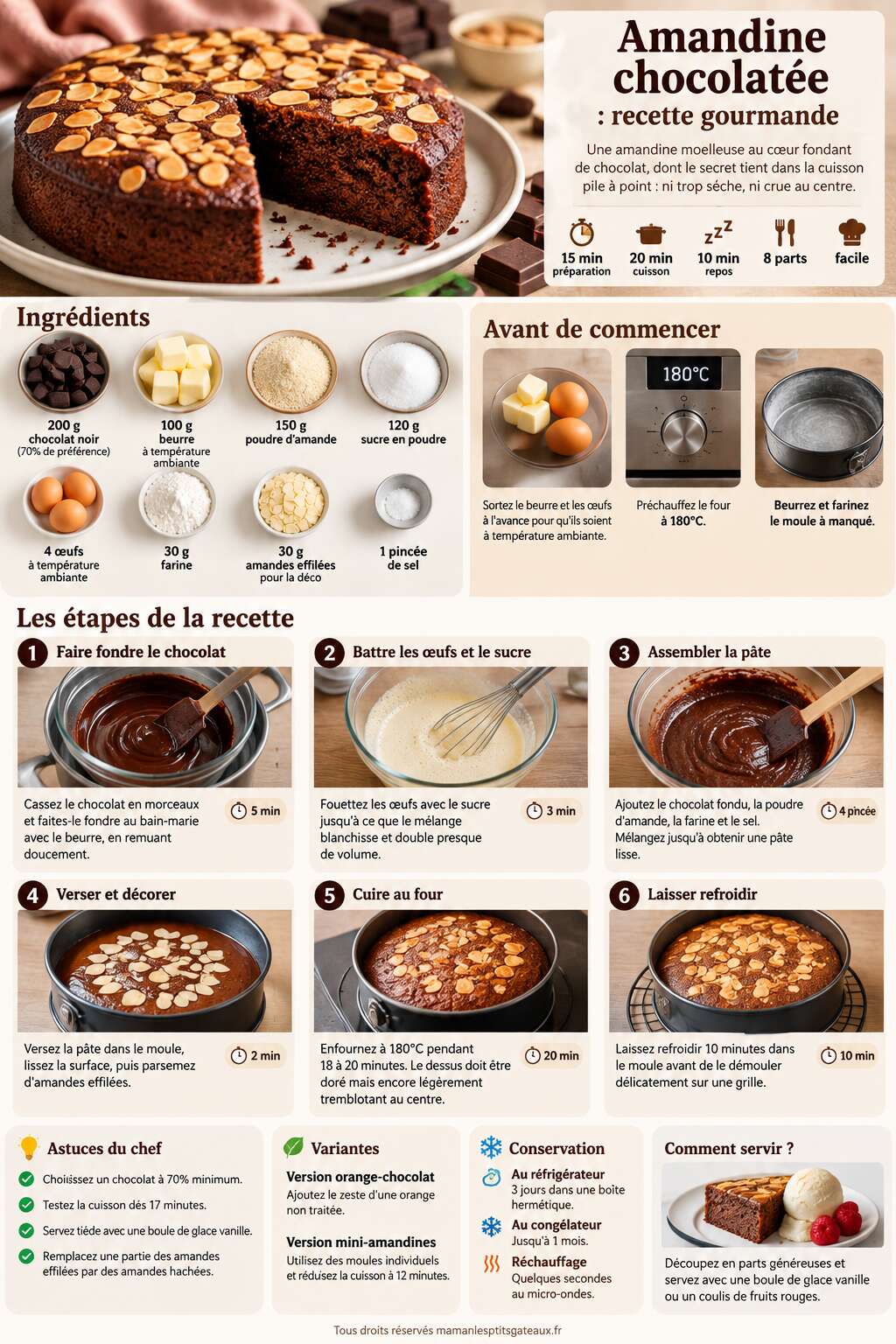 Fiche recette Amandine chocolat&eacute;e : recette gourmande