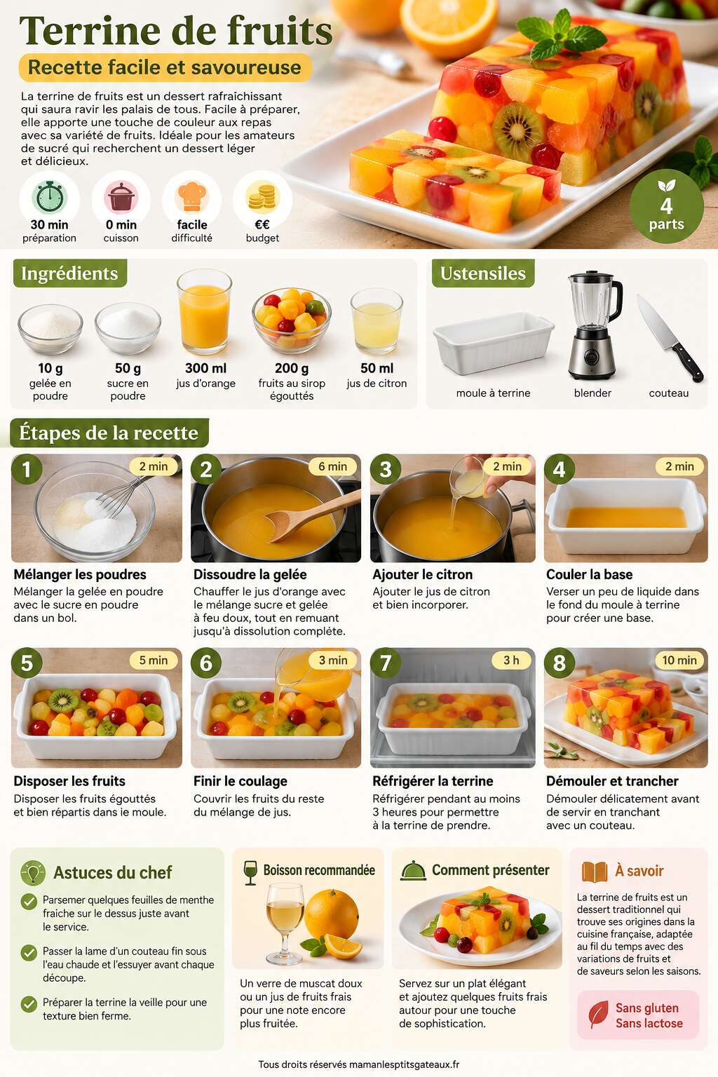 Fiche recette Terrine de fruits : recette facile et savoureuse