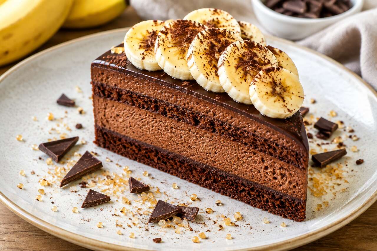 Gâteau mousseux au chocolat et fondant de bananes : recette gourmande
