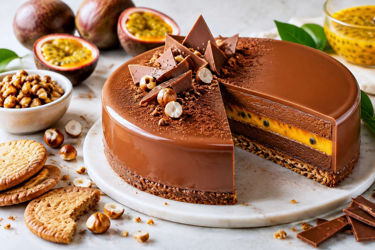 Recette d'entremets chocolat au lait et passion