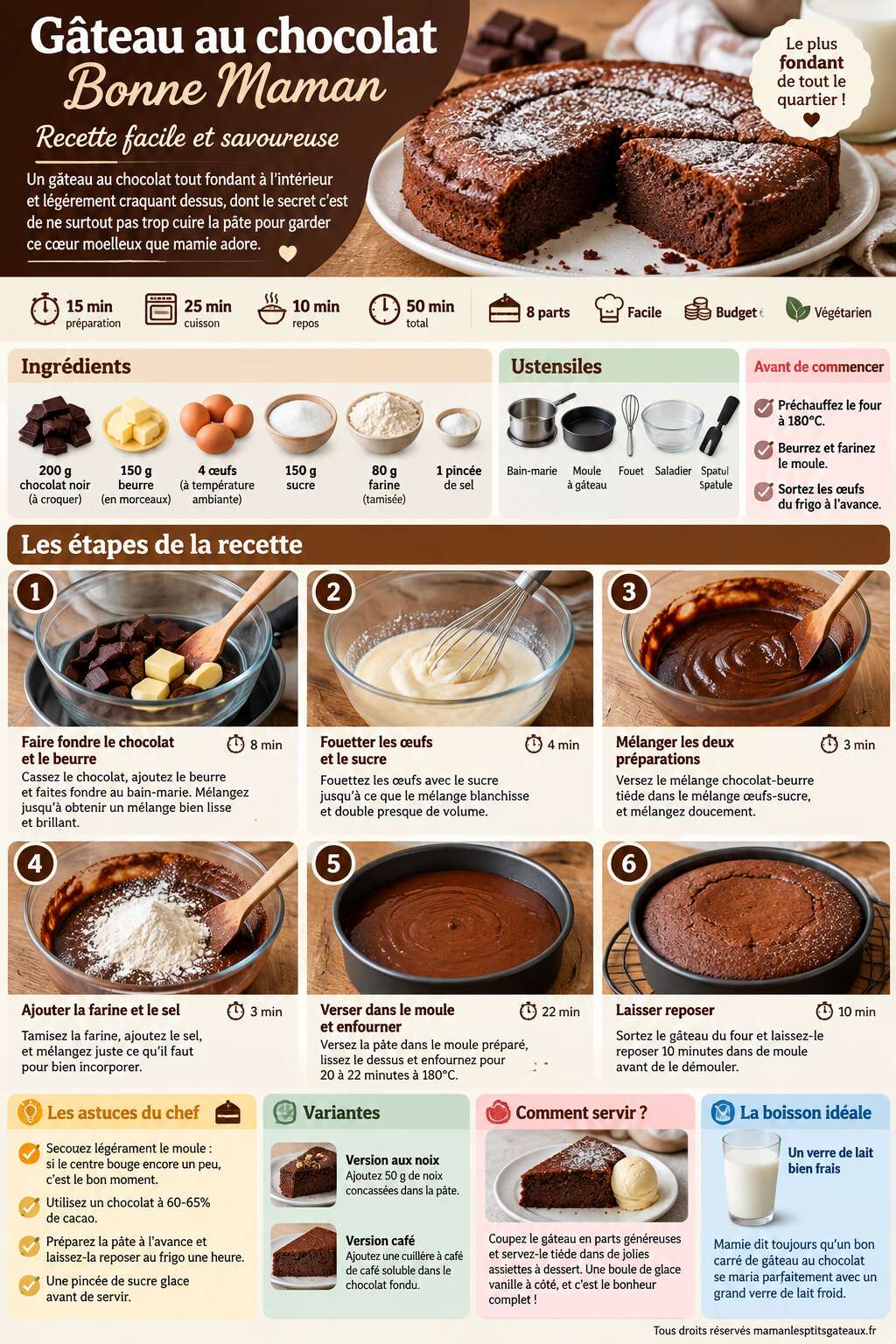 Fiche recette G&acirc;teau au chocolat Bonne Maman : recette facile et savoureuse