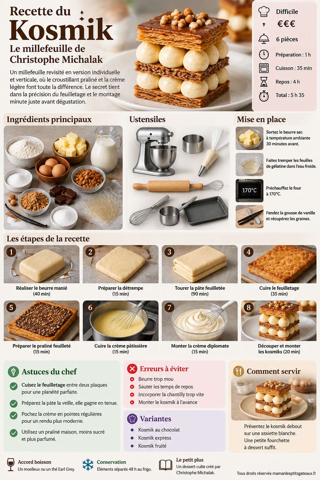 Fiche recette Recette du Kosmik : le millefeuille de Christophe Michalak