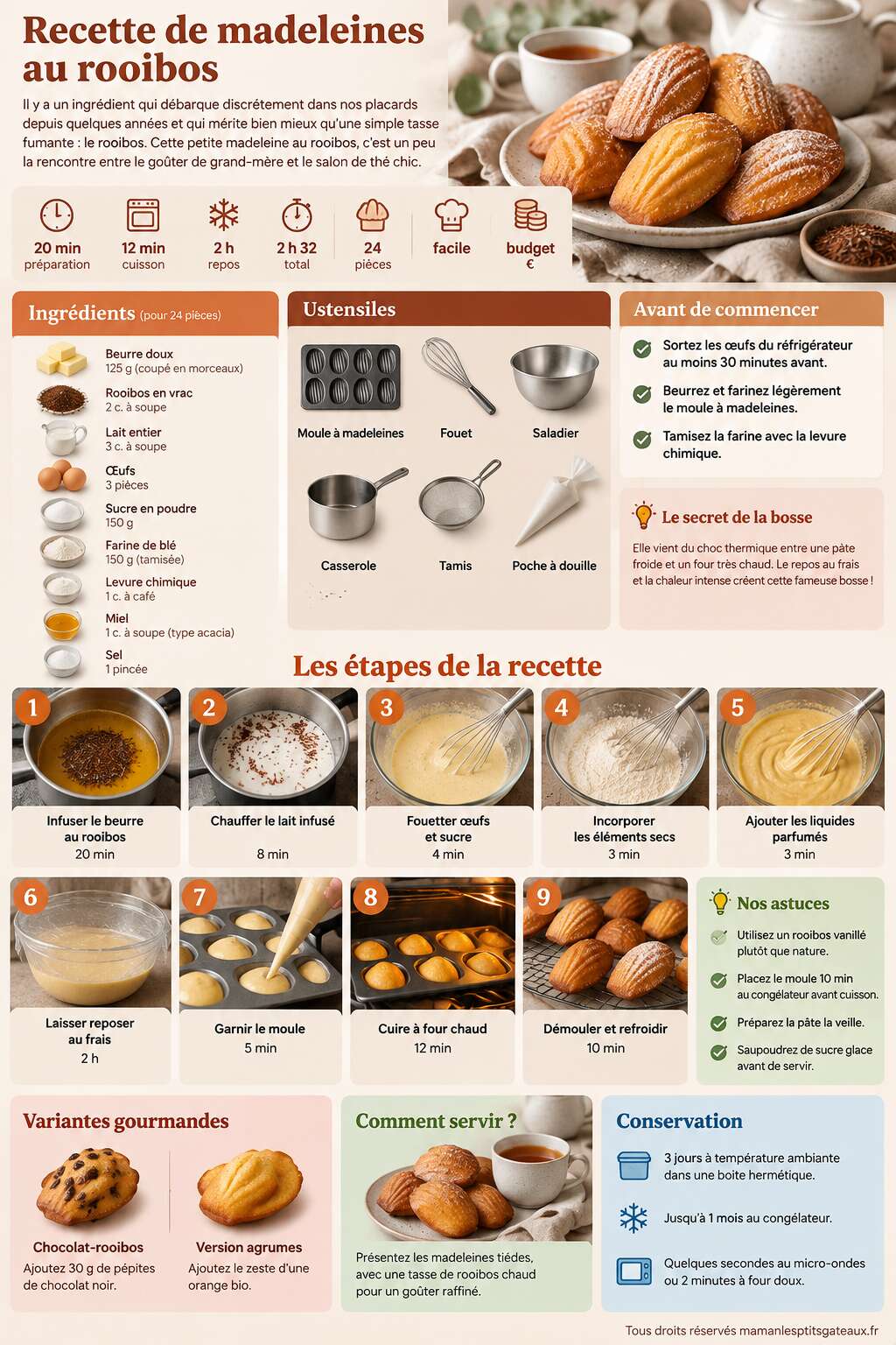 Fiche recette Recette de madeleines au rooibos