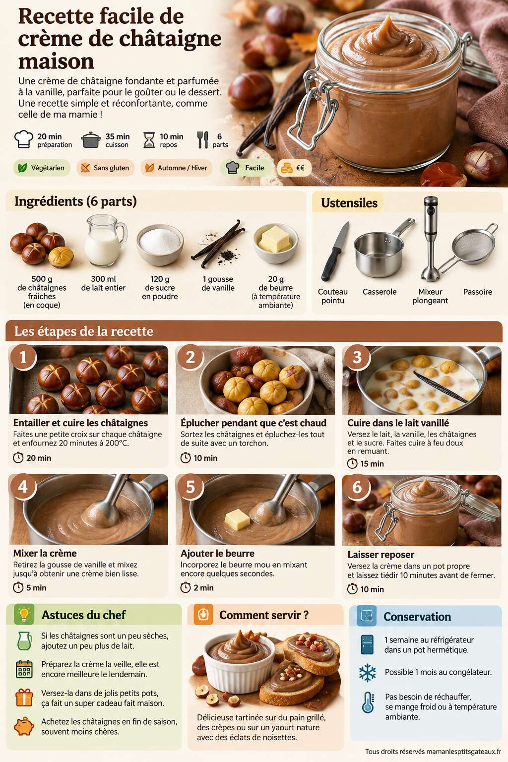 Fiche recette Recette facile de crème de châtaigne maison Fiche recette Recette facile de crème de châtaigne maison