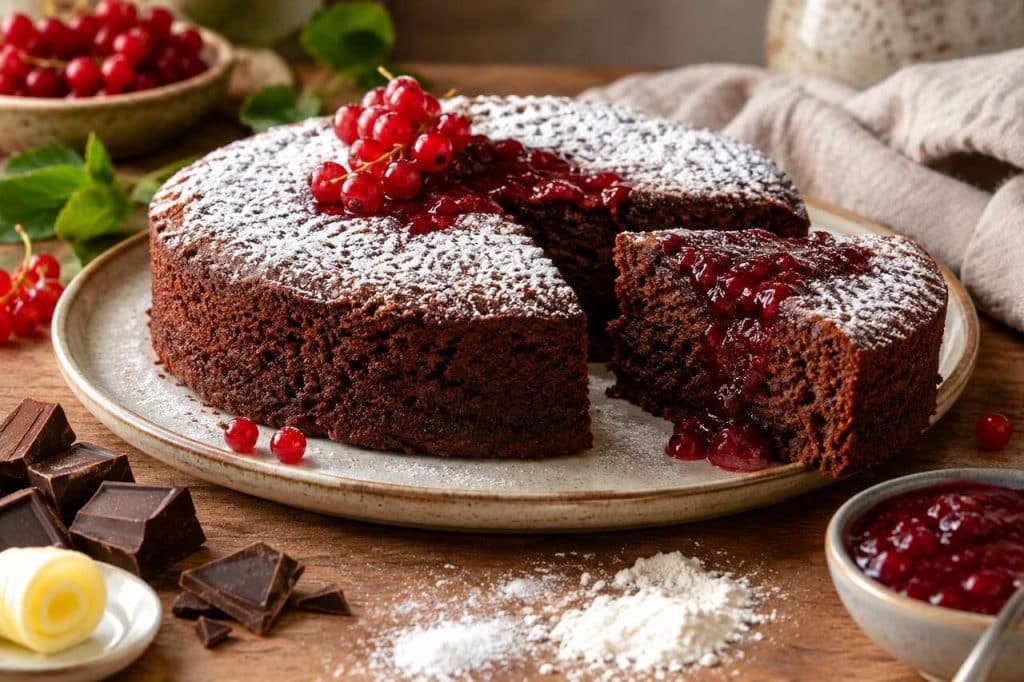 Gâteau moelleux au chocolat : la recette gourmande avec gelée de groseille